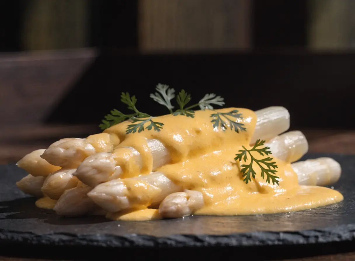 Gebratener Weißer Spargel mit brauner Butter
